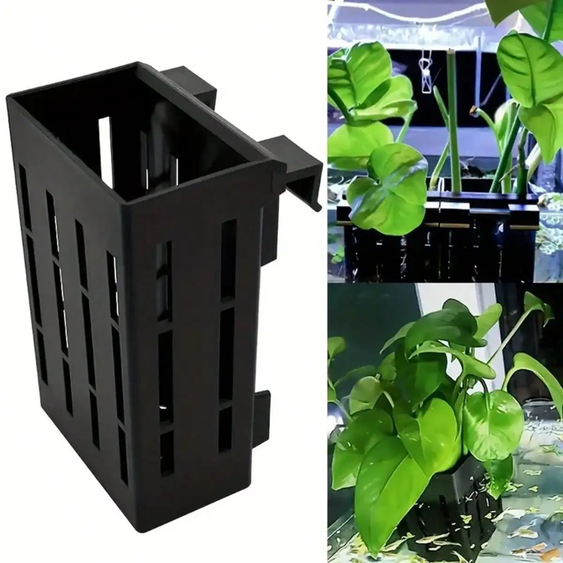 Aquarium Plants Book - Aquarium-Pflanzenhalter Schwarzer Plastikkorb mit Clip für